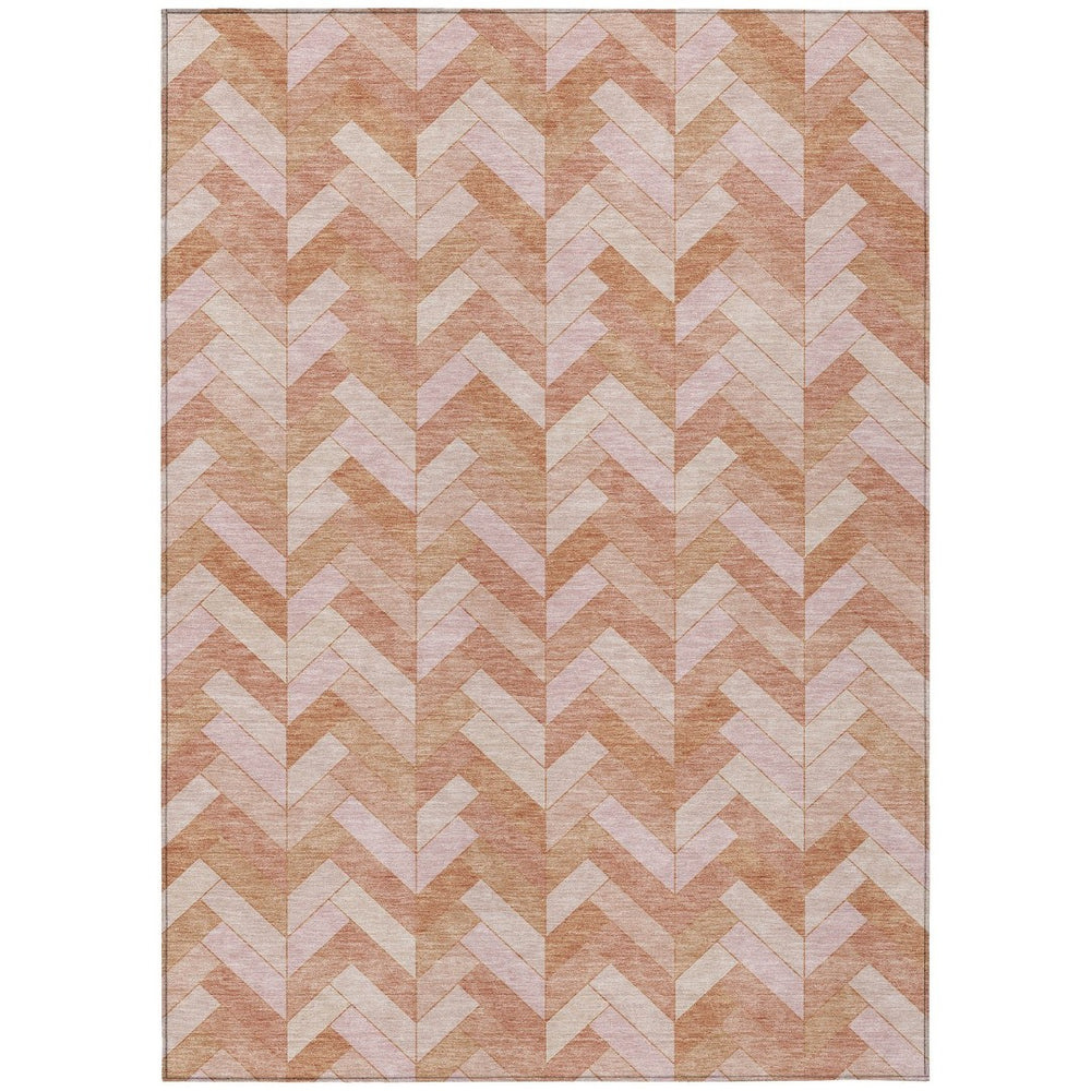 HomeRoots 10' Salmon and Ivory Geometric Area Rug – Washable, Durable, Indoor/Outdoor Perfect for High-Traffic Spaces 658218