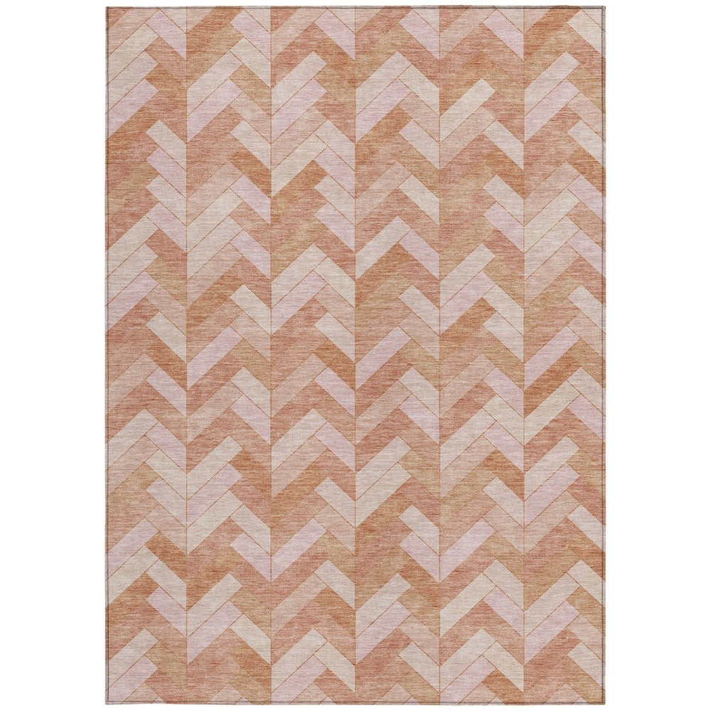 HomeRoots 10' Salmon and Ivory Geometric Area Rug – Washable, Durable, Indoor/Outdoor Perfect for High-Traffic Spaces 658218