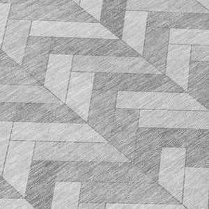 HomeRoots 8' Stylish Silver and Gray Round Geometric Rug – Washable Indoor/Outdoor for High-Traffic Areas 658221