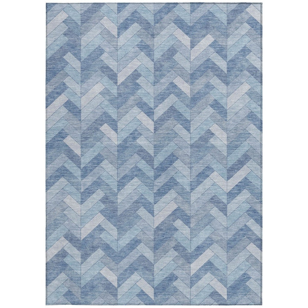 HomeRoots 9' Sky Blue and Silver Geometric Area Rug – Stylish, Washable for Indoor/Outdoor Use, Durable Design! 658229
