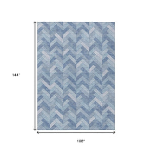 HomeRoots 9' Sky Blue and Silver Geometric Area Rug – Stylish, Washable for Indoor/Outdoor Use, Durable Design! 658229