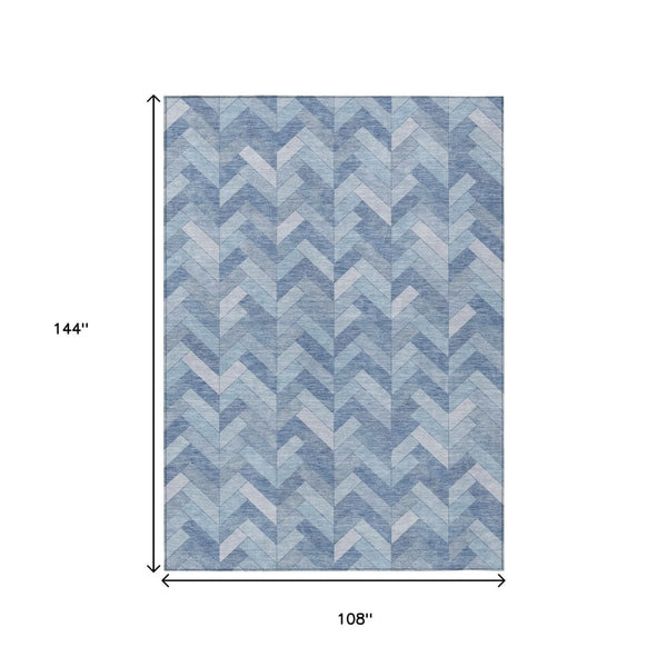 HomeRoots 9' Sky Blue and Silver Geometric Area Rug – Stylish, Washable for Indoor/Outdoor Use, Durable Design! 658229