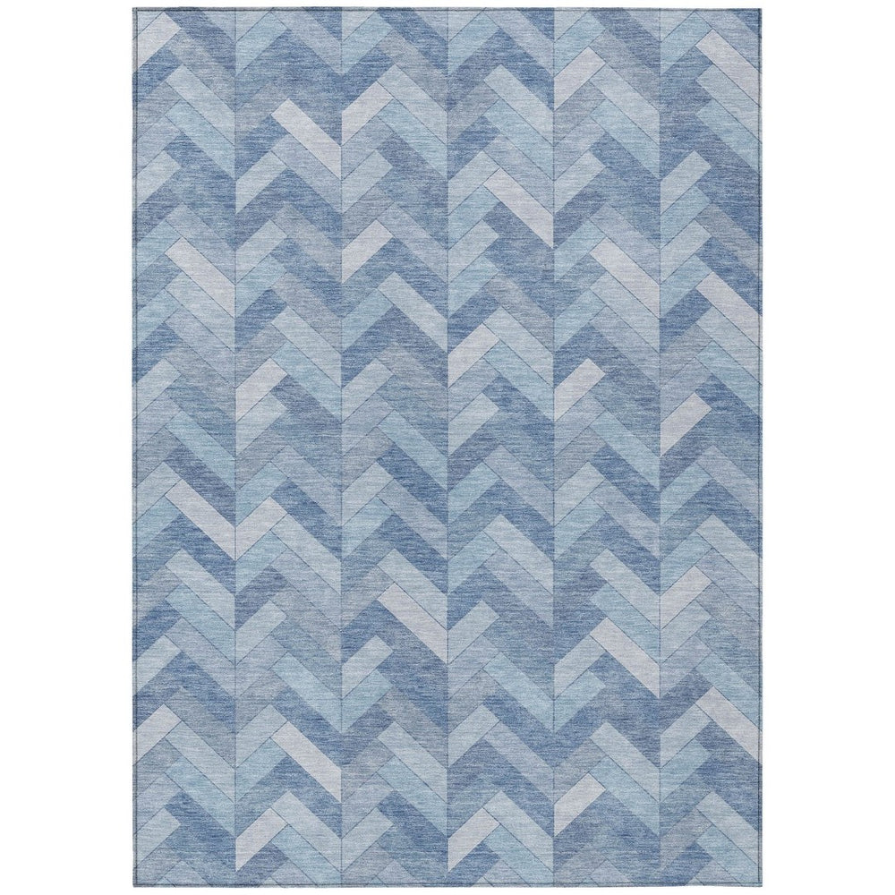 HomeRoots 9' Sky Blue and Silver Geometric Area Rug – Stylish, Washable for Indoor/Outdoor Use, Durable Design! 658229