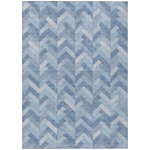 HomeRoots 9' Sky Blue and Silver Geometric Area Rug – Stylish, Washable for Indoor/Outdoor Use, Durable Design! 658229