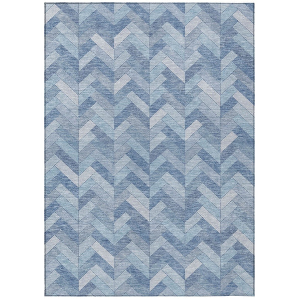 HomeRoots 9' Sky Blue and Silver Geometric Area Rug – Stylish, Washable for Indoor/Outdoor Use, Durable Design! 658229
