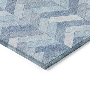 HomeRoots 9' Sky Blue and Silver Geometric Area Rug – Stylish, Washable for Indoor/Outdoor Use, Durable Design! 658229