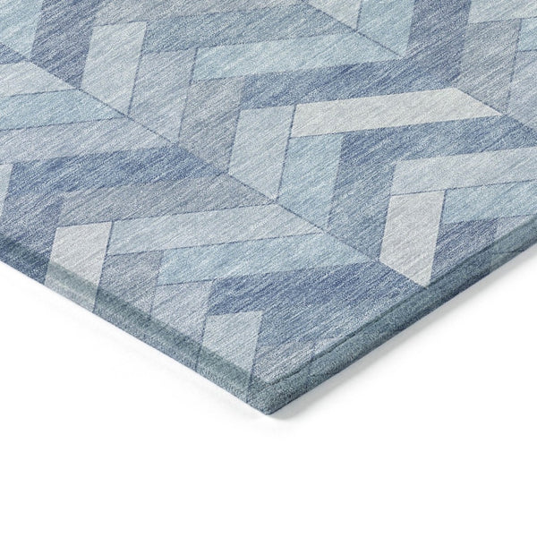 HomeRoots 9' Sky Blue and Silver Geometric Area Rug – Stylish, Washable for Indoor/Outdoor Use, Durable Design! 658229