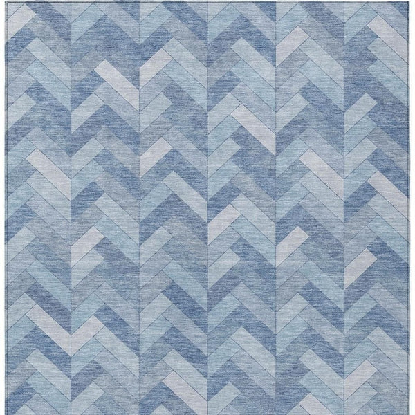 HomeRoots 9' Sky Blue and Silver Geometric Area Rug – Stylish, Washable for Indoor/Outdoor Use, Durable Design! 658229