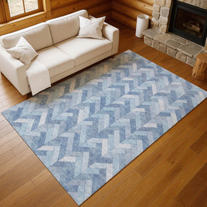 HomeRoots 9' Sky Blue and Silver Geometric Area Rug – Stylish, Washable for Indoor/Outdoor Use, Durable Design! 658229