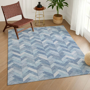 HomeRoots 9' Sky Blue and Silver Geometric Area Rug – Stylish, Washable for Indoor/Outdoor Use, Durable Design! 658229