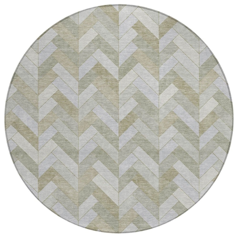 HomeRoots 8' Taupe and Beige Geometric Indoor Outdoor Area Rug - Washable, Durable, Stylish for Any Space 658233