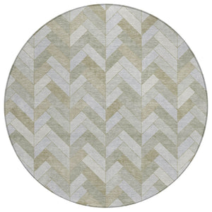 HomeRoots 8' Taupe and Beige Geometric Indoor Outdoor Area Rug - Washable, Durable, Stylish for Any Space 658233