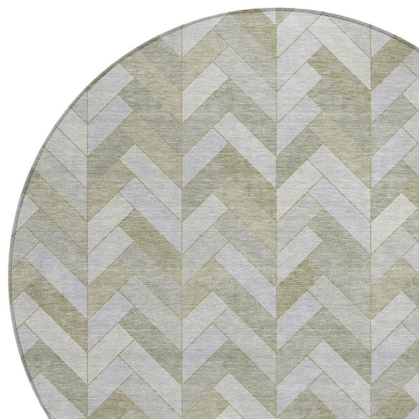 HomeRoots 8' Taupe and Beige Geometric Indoor Outdoor Area Rug - Washable, Durable, Stylish for Any Space 658233