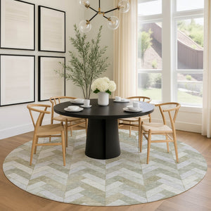 HomeRoots 8' Taupe and Beige Geometric Indoor Outdoor Area Rug - Washable, Durable, Stylish for Any Space 658233