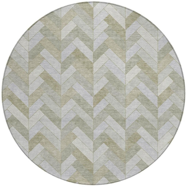 HomeRoots 8' Taupe and Beige Geometric Indoor Outdoor Area Rug - Washable, Durable, Stylish for Any Space 658233