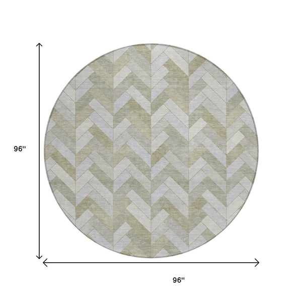 HomeRoots 8' Taupe and Beige Geometric Indoor Outdoor Area Rug - Washable, Durable, Stylish for Any Space 658233
