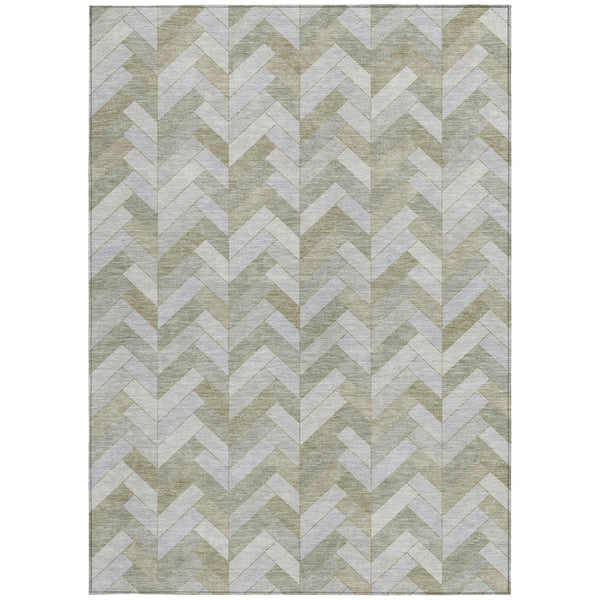HomeRoots 8' X 10' Taupe and Beige Geometric Area Rug - Washable, Stain-Resistant, Perfect for Indoor & Outdoor Use 658234