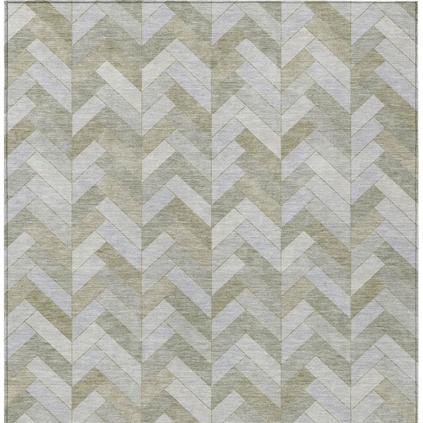 HomeRoots 10' Indoor Outdoor Taupe and Beige Geometric Area Rug - Durable, Washable, Stylish for Any Space 658236