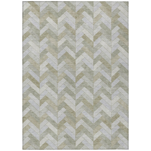 HomeRoots 10' Indoor Outdoor Taupe and Beige Geometric Area Rug - Durable, Washable, Stylish for Any Space 658236