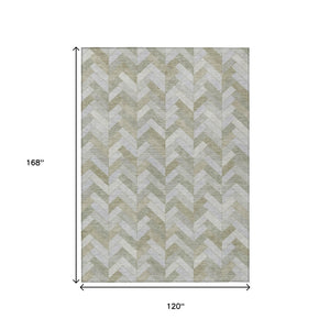 HomeRoots 10' Indoor Outdoor Taupe and Beige Geometric Area Rug - Durable, Washable, Stylish for Any Space 658236