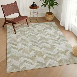 HomeRoots 10' Indoor Outdoor Taupe and Beige Geometric Area Rug - Durable, Washable, Stylish for Any Space 658236