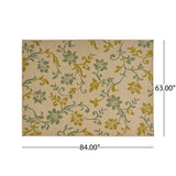 Christopher Knight Home® - Noble House - Bursaw Outdoor 5'3" X 7' Botanical Area Rug, Ivory and Green