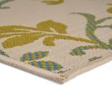 Christopher Knight Home® - Noble House - Bursaw Outdoor 5'3" X 7' Botanical Area Rug, Ivory and Green