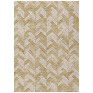 HomeRoots 10' Wheat and Beige Geometric Area Rug - Stylish, Washable Design for Indoor & Outdoor Spaces 658242