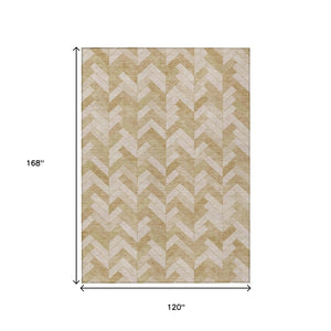 HomeRoots 10' Wheat and Beige Geometric Area Rug - Stylish, Washable Design for Indoor & Outdoor Spaces 658242