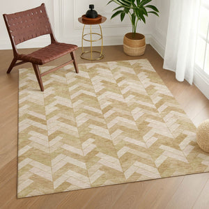 HomeRoots 10' Wheat and Beige Geometric Area Rug - Stylish, Washable Design for Indoor & Outdoor Spaces 658242