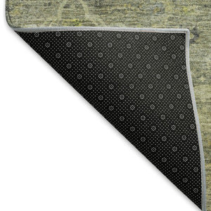 HomeRoots 8' X 10' Artichoke Green & Gray Floral Washable Area Rug - Durable, Elegant for Indoor/Outdoor Spaces 658246