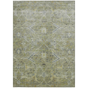 HomeRoots 10' Artichoke Green & Gray Floral Washable Area Rug – Durable, Stylish for Indoor & Outdoor Use! 658248