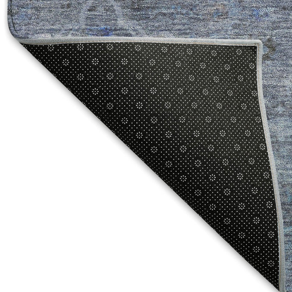 HomeRoots 8' Round Floral Area Rug in Blue and Gray - Durable, Washable Design for Indoor and Outdoor Use 658251