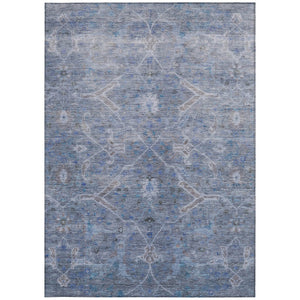 HomeRoots 9' X 12' Blue and Gray Floral Washable Area Rug - Durable, Stylish, Low-Maintenance for Indoor & Outdoor Use 658253