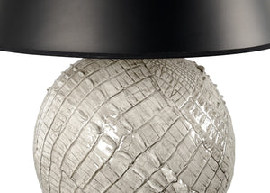 Wildwood Ally Handcrafted Italian Ceramic Lamp With Alligator-Skin Texture, Glossy Gray Glaze & Black Shade 65826