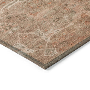 HomeRoots 10' Coral & Copper Floral Washable Area Rug - Durable, Stain-Resistant for Indoor & Outdoor Use 658260