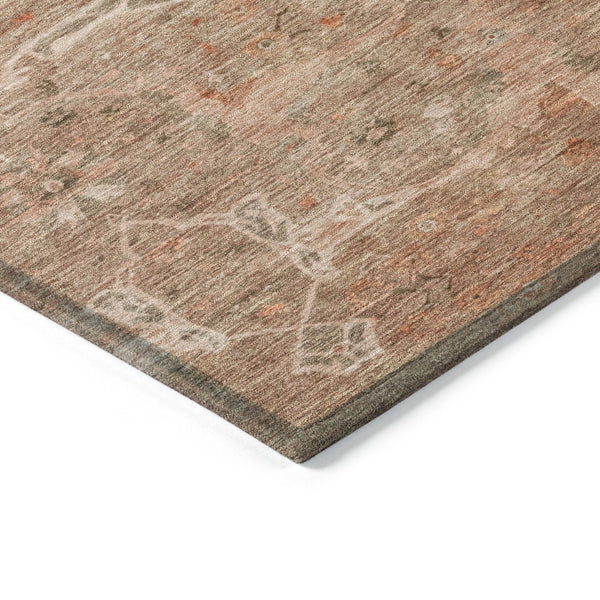 HomeRoots 10' Coral & Copper Floral Washable Area Rug - Durable, Stain-Resistant for Indoor & Outdoor Use 658260