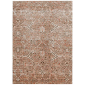 HomeRoots 10' Coral & Copper Floral Washable Area Rug - Durable, Stain-Resistant for Indoor & Outdoor Use 658260