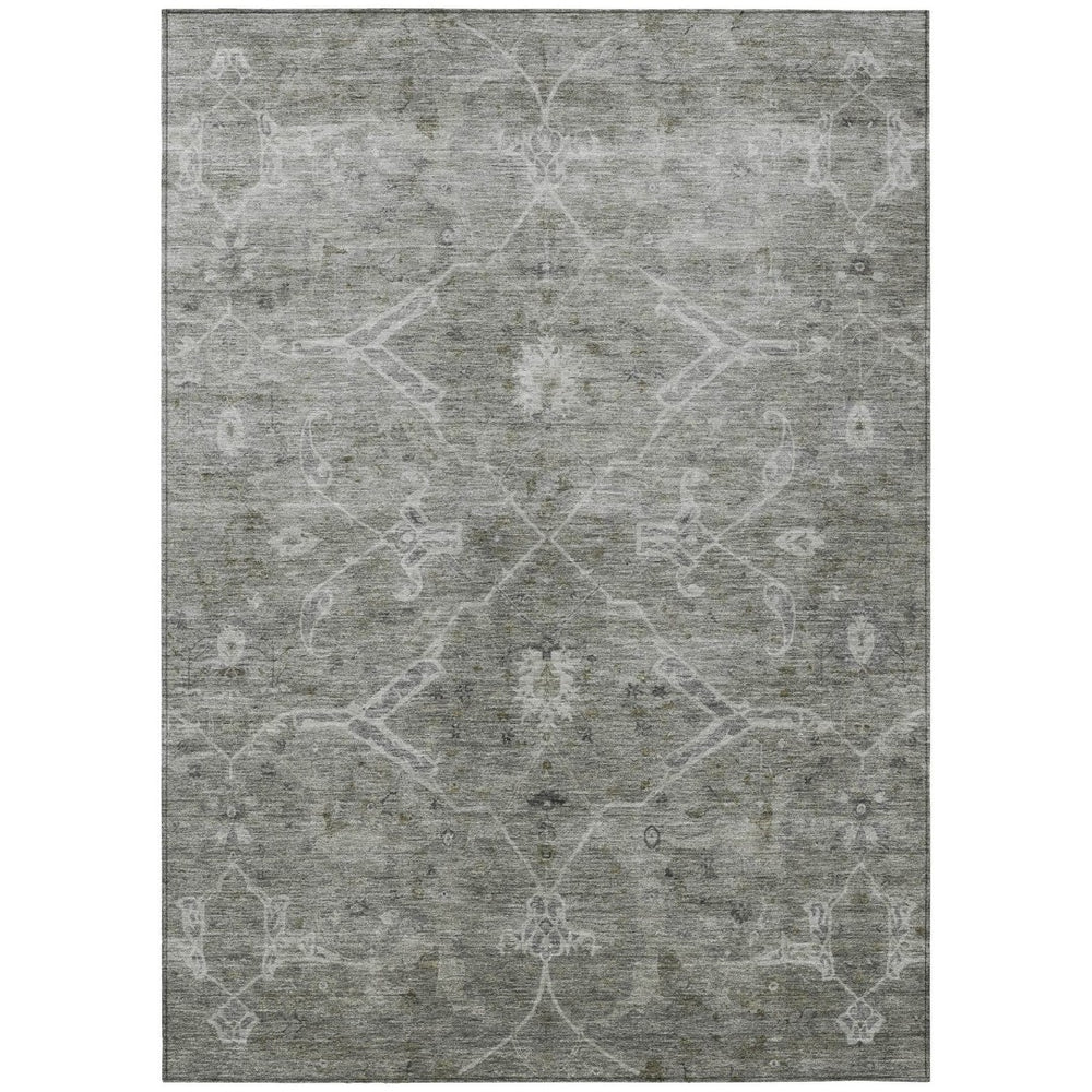HomeRoots 5' X 8' Pewter and Gray Floral Area Rug - Durable, Washable, Indoor/Outdoor, Perfect for High-Traffic Spaces 658262