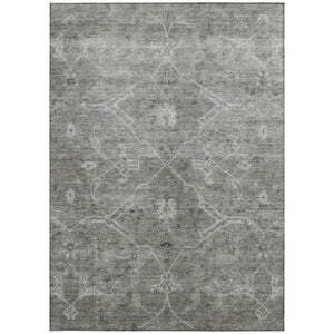 HomeRoots 5' X 8' Pewter and Gray Floral Area Rug - Durable, Washable, Indoor/Outdoor, Perfect for High-Traffic Spaces 658262