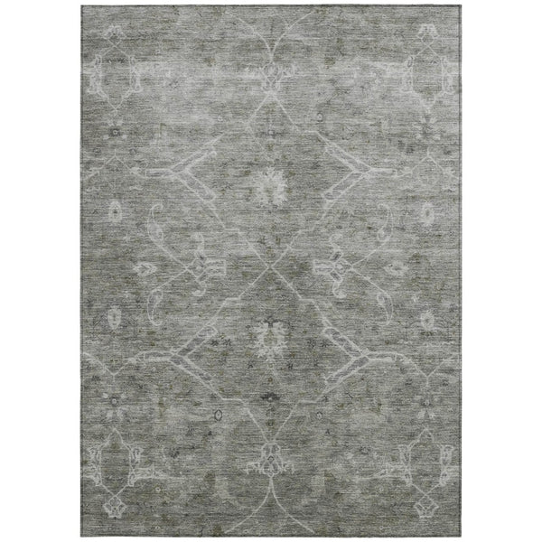 HomeRoots 5' X 8' Pewter and Gray Floral Area Rug - Durable, Washable, Indoor/Outdoor, Perfect for High-Traffic Spaces 658262