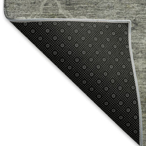 HomeRoots 9' X 12' Elegant Pewter & Gray Floral Washable Area Rug - Versatile Indoor/Outdoor Design! 658265