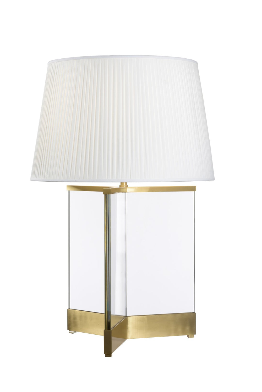 Wildwood Bernard Modern-Classic Table Lamp With Brushed Brass Base & Crystal Panels For Warm Ambient Glow 65827