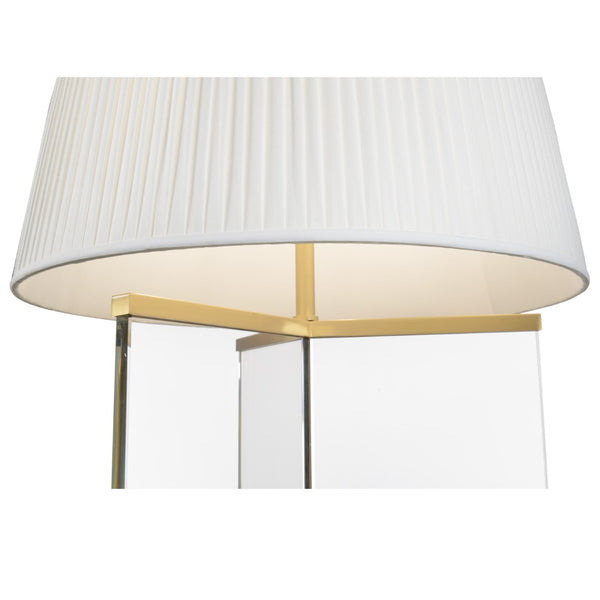 Wildwood Bernard Modern-Classic Table Lamp With Brushed Brass Base & Crystal Panels For Warm Ambient Glow 65827