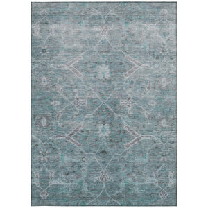 HomeRoots 10' Teal Blue & Gray Floral Area Rug – Washable, Durable Indoor/Outdoor Design for Any Space 658272