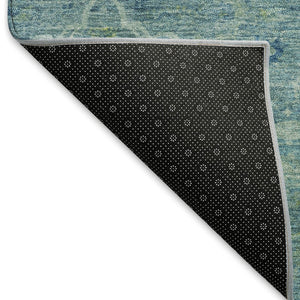 HomeRoots 5' X 8' Floral Turquoise and Ivory Area Rug - Washable, Durable Design for Indoor & Outdoor Use 658274