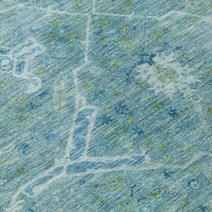 HomeRoots 5' X 8' Floral Turquoise and Ivory Area Rug - Washable, Durable Design for Indoor & Outdoor Use 658274