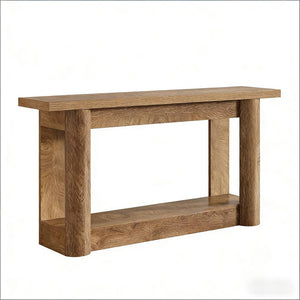 English Elm Practical Geometric Console Table with Matte Black Wood Grain Finish for Entryway or Sofa T3971P453068