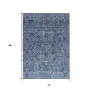 HomeRoots 9' Blue and Gray Floral Washable Area Rug - Durable Indoor/Outdoor Mat for High-Traffic Spaces 658283