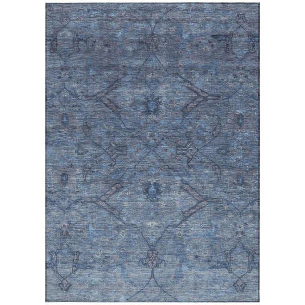 HomeRoots 10' Blue and Gray Floral Washable Area Rug - Stylish Indoor/Outdoor Solution for High Traffic Spaces 658284